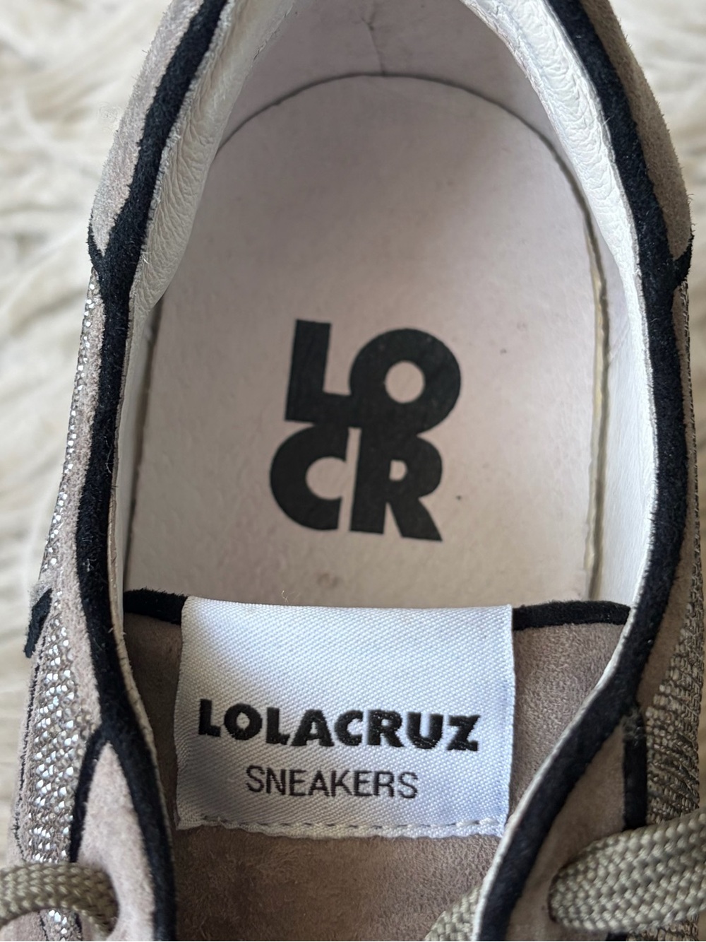 Lola Cruz Supernova Silver Glitter Suede Star Patch Grey Sneakers Shoes Size 37 - Picture 8 of 12